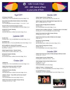 Halifax Community College’s[removed]Calendar of Events & Lyceum Series of Events August 2014