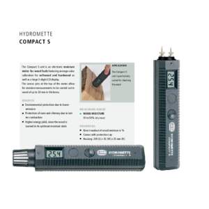 HYDROMET TE COMPACT S APPLICATION  The Compact S unit is an electronic moisture