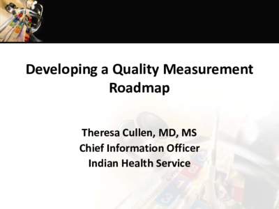 Developing a Quality Measurement Roadmap Theresa Cullen, MD, MS Chief Information Officer Indian Health Service