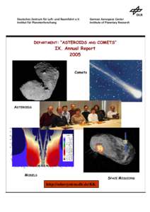 Deutsches Zentrum für Luft- und Raumfahrt e.V. Institut für Planetenforschung German Aerospace Center Institute of Planetary Research