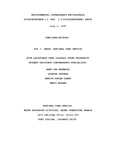 ENVIRONMENTAL CONTAMINANTS ENCYCLOPEDIA DICHLOROETHANE-1,2 (EDC, 1,2-DICHLOROETHANE) ENTRY July 1, 1997 COMPILERS/EDITORS: