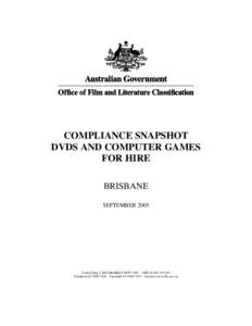 COMPLIANCE SNAPSHOT DVDS AND COMPUTER GAMES FOR HIRE BRISBANE SEPTEMBER 2005