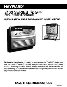 Hayward 2100 Series Pool System Control - Installation & Programming Instructions