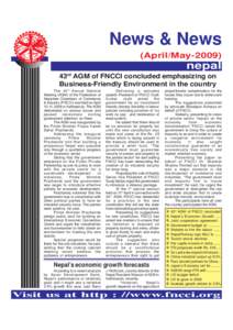 News & News (April/May[removed]nepal 43rd AGM of FNCCI concluded emphasizing on Business-Friendly Environment in the country