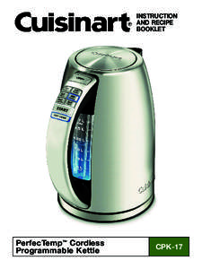 INSTRUCTION AND RECIPE BOOKLET P  erfecTemp™ Cordless