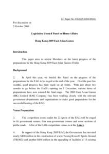 LC Paper No. CB[removed])  For discussion on 5 October 2009 Legislative Council Panel on Home Affairs Hong Kong 2009 East Asian Games