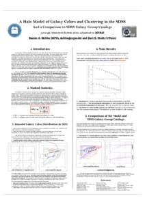 A Halo Model of Galaxy Colors and Clustering in the SDSS And a Comparison to SDSS Galaxy Group Catalogs astro-ph & , submitted to MNRAS Ramin A. Skibba (MPIA, ) and Ravi K. Sheth (UPenn)