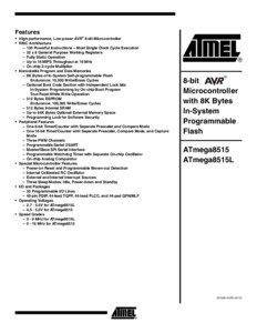 Features • High-performance, Low-power AVR® 8-bit Microcontroller • RISC Architecture