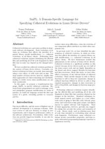 SmPL: A Domain-Specific Language for Specifying Collateral Evolutions in Linux Device Drivers∗ Yoann Padioleau Julia L. Lawall