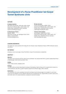 SCHOLARLY PAPER  Development of a Nurse Practitioner led Carpal Tunnel Syndrome clinic AUTHORS Dr Andrew Scanlon