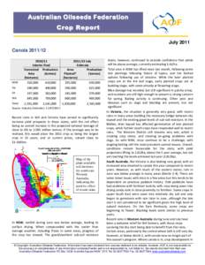 Australian Oils eeds Federation Crop Report Nneonnage,  July 2011
