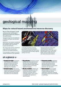 geological mapping Maps for natural hazard awareness and resource discovery Much of New Zealand’s wealth and economic well-being is directly and indirectly related to the earth below.