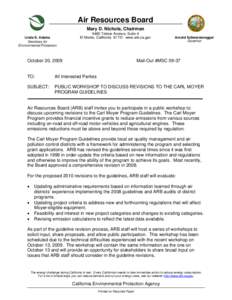 Air Resources Board Mary D. Nichols, Chairman Linda S. Adams Secretary for Environmental Protection