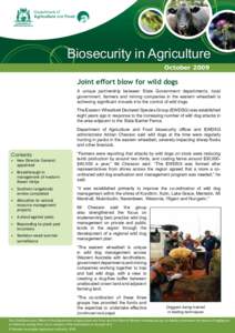 Department of Agriculture and Food Biosecurity in Agriculture October 2009