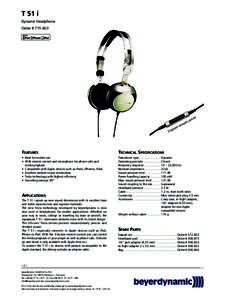 T 51 i Dynamic Headphone Order # [removed]l tro