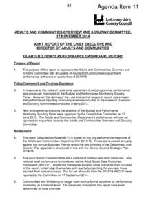 41  Agenda Item 11 ADULTS AND COMMUNITIES OVERVIEW AND SCRUTINY COMMITTEE: 17 NOVEMBER 2014