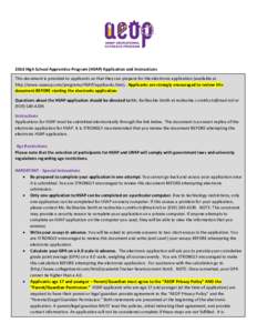 2014 High School Apprentice Program (HSAP) Application and Instructions This document is provided to applicants so that they can prepare for the electronic application (available at http://www.usaeop.com/programs/HSAP/ap