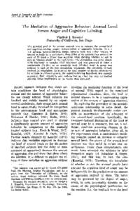 Journal of Personality and Social Psychology 1975, Vol. 32, No. 4, [removed]The Mediation of Aggressive Behavior: Arousal Level Versus Anger and Cognitive Labeling Vladimir J. Konecni