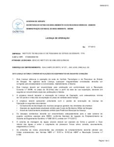 GOVERNO DE SERGIPE SECRETARIA DE ESTADO DO MEIO AMBIENTE E DOS RECURSOS HÍDRICOS - SEMARH ADMINISTRAÇÃO ESTADUAL DO MEIO AMBIENTE - ADEMA