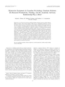 Depression Symptoms in Canadian Psychology Graduate Students: Do Research Productivity, Funding, and the Academic Advisory Relationship Play a Role?