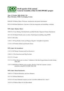 Microsoft Word - Agenda of the annual General Assembly of the ECOSUPPORT project on 15 October 2009.doc