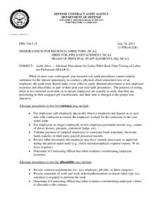 DEFENSE CONTRACT AUDIT AGENCY DEPARTMENT OF DEFENSE 8725 JOHN J. KINGMAN ROAD, SUITE 2135 FORT BELVOIR, VA[removed]IN REPLY REFER TO