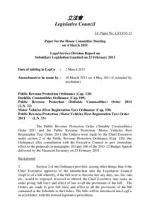 立法會 Legislative Council LC Paper No. LS33[removed]Paper for the House Committee Meeting on 4 March 2011 Legal Service Division Report on