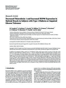 Decreased Thioredoxin-1 and Increased HSP90 Expression in Skeletal Muscle in Subjects with Type 2 Diabetes or Impaired Glucose Tolerance