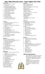 Colby Village Elementary School – School Supplies[removed]Grade Primary Grade Four  1