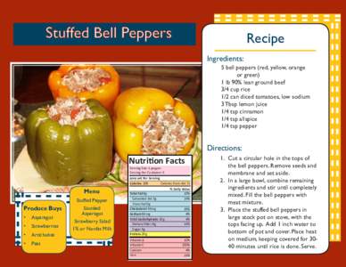 Stuffed Bell Peppers  Recipe Ingredients: 5 bell peppers (red, yellow, orange
