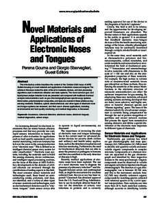 www.mrs.org/publications/bulletin  Novel Materials and Applications of Electronic Noses and Tongues