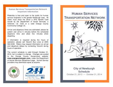 Human Services Transportation Loop Brochure 2013 City of Newburgh