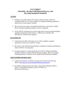 Technical standard / Reference / Technology / Engineering / Refrigerant reclamation / United States Environmental Protection Agency / MVAC / SAE International