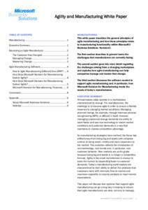 Agility and Manufacturing, Navision 3.60,  3.70 & 4.0, Business White Paper