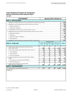 STATE OF CALIFORNIA - HEALTH AND HUMAN SERVICES AGENCY  CALIFORNIA DEPARTMENT OF SOCIAL SERVICES DATA SYSTEMS AND SURVEY DESIGN BUREAU  Cash Assistance Program for Immigrants