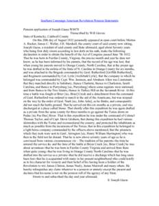 Southern Campaign American Revolution Pension Statements Pension application of Joseph Guess W8878 Transcribed by Will Graves State of Kentucky, Caldwell County On this 20th day of August 1832 personally appeared in open