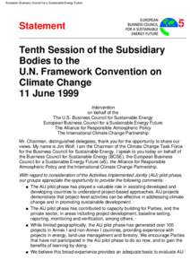 European Business Counsil for a Sustainable Energy Future  Statement Tenth Session of the Subsidiary Bodies to the U.N. Framework Convention on