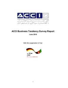 ACCI Business Tendency Survey Report June 2016 With the cooperation of GIZ  1