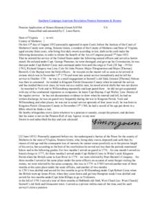 Southern Campaign American Revolution Pension Statements & Rosters Pension Application of Simon (Simeon) Green S10766 Transcribed and annotated by C. Leon Harris. VA