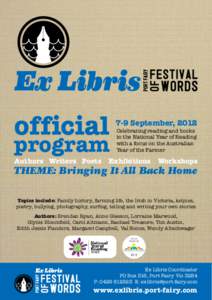 official  program 7-9 September, 2012 Celebrating reading and books