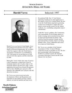 NORTH DAKOTA  AVIATION HALL OF FAME Harold Vavra  Inducted: 1997