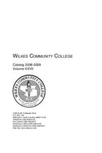 Wilkes Community College Catalog[removed]Volume XXVII 1965