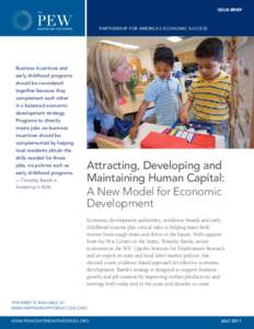 Issue Brief  Partnership for america’s economic success Business incentives and early childhood programs