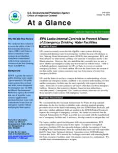 EPA Lacks Internal Controls to Prevent Misuse of Emergency Drinking Water Facilities, 11-P-0001, October 12, 2010