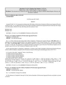 Real estate appraisal / The Appraisal Foundation / Appraiser / Delete / Land law / Property / Business / Valuation / Real estate / Uniform Standards of Professional Appraisal Practice