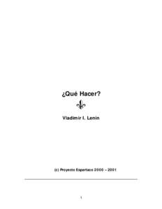 ¿Qué Hacer? - V. I. Lenin