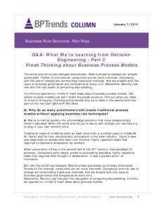 January 7, 2015  Business Rule Solutions Ron Ross Q&A: What We’re Learning from Decision Engineering - Part 2