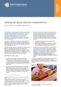 HOMEWORKER BRIEFING Setting fair piece rates for homeworkers: Key principles and possible approaches