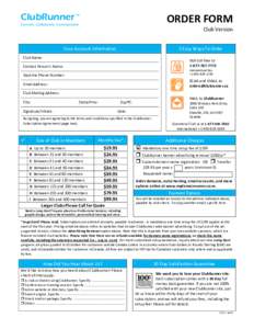 ClubRunner ™  ORDER FORM Connect. Collaborate. Communicate.