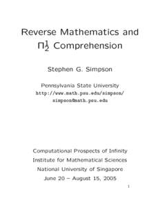 Reverse Mathematics and Π1 2 Comprehension